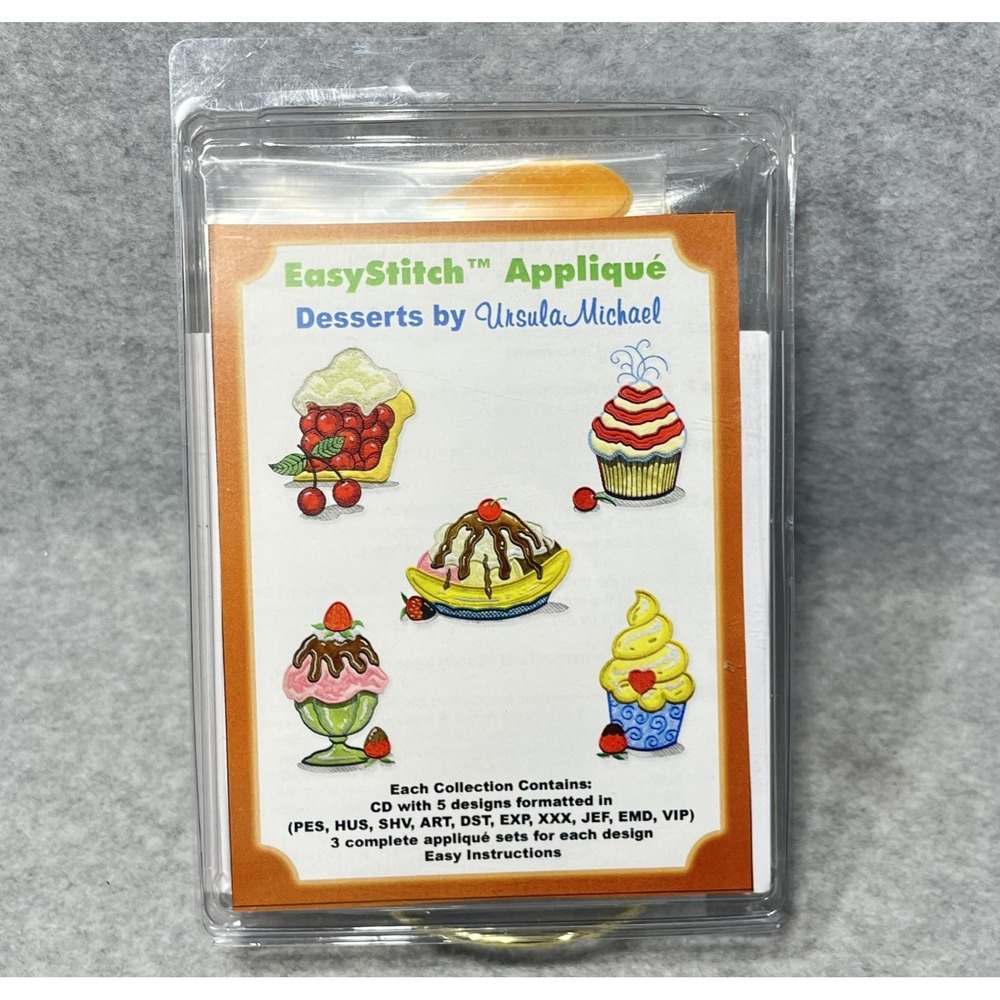 EasyStitch Applique Desserts Embroidery CD Kit Ursula Michael 5x7 Hoop‎ Designs